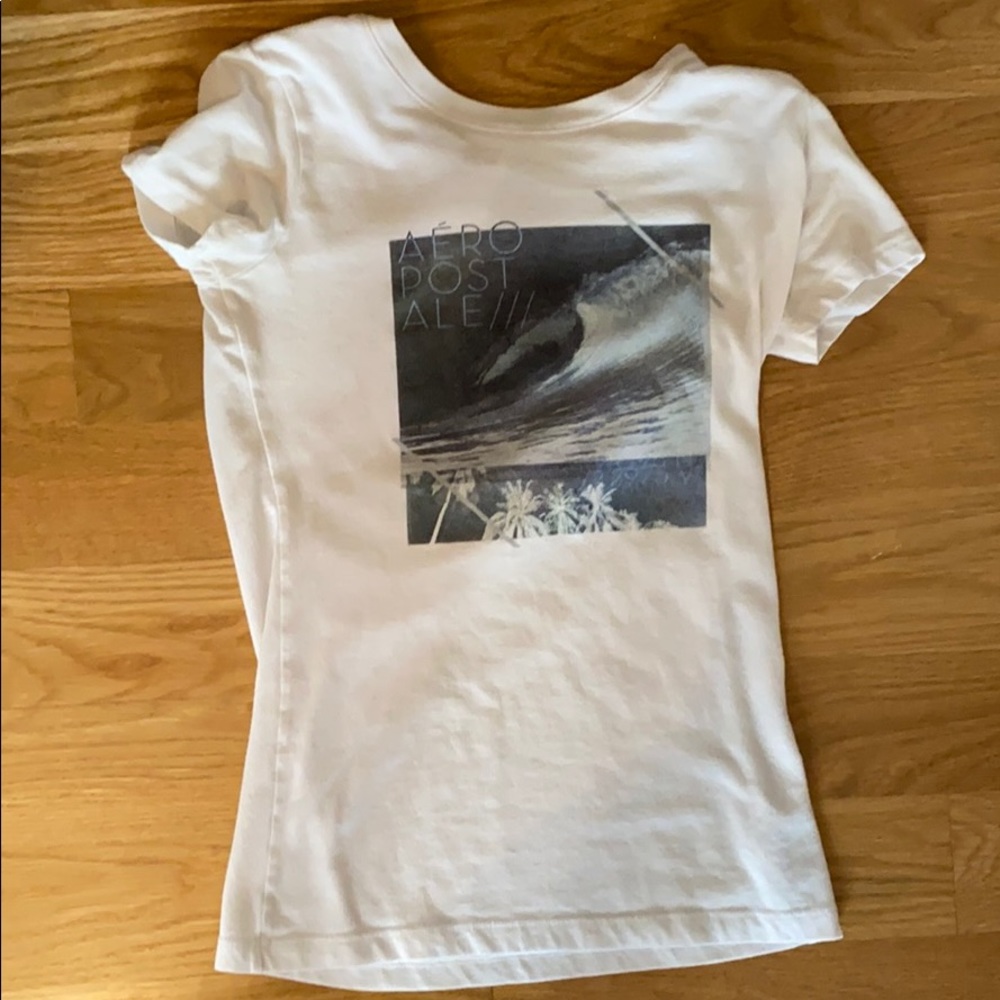 Aeropostale White Graphic Wave Tee T-shirt